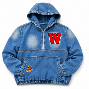 Western Denim 1/4 zip Crop Jacket