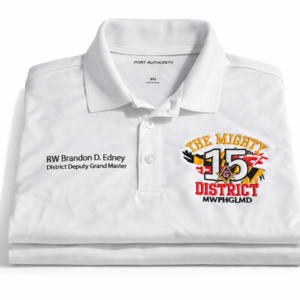 District 15 White Dri Fit Polo